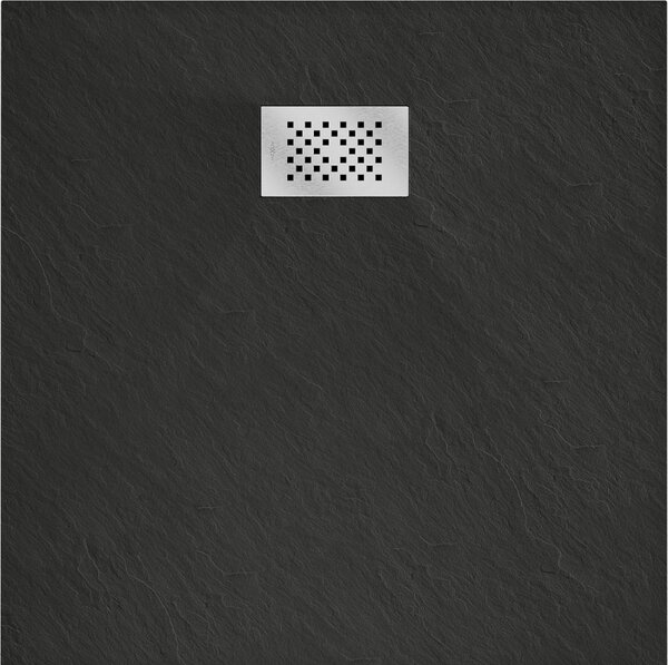 Mexen Hugo, cadă de duș pătrată SMC 80 x 80 cm, negru, capac din oțel, 42708080-X