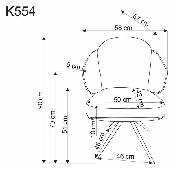 Scaun rotativ K554, maro/bej/negru, stofa clasica/piele ecologica/meta