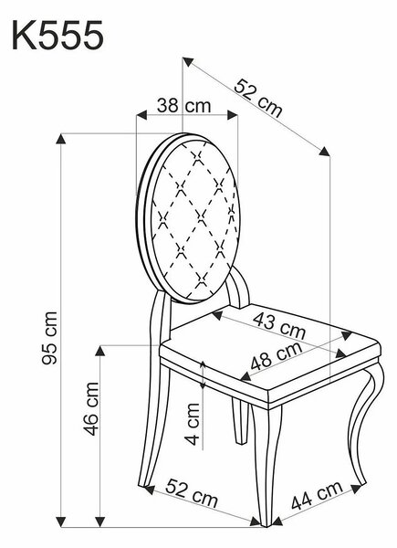 Scaun cromat K555, gri/argintiu, stofa catifelata/metal, 48x52x96 cm