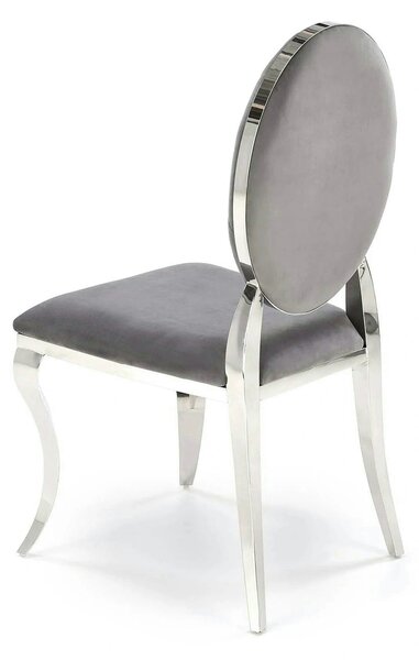 Scaun cromat K555, gri/argintiu, stofa catifelata/metal, 48x52x96 cm