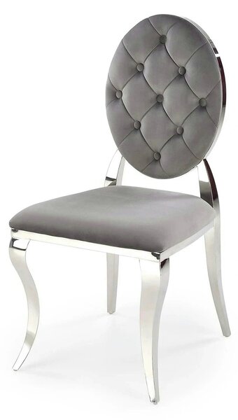 Scaun cromat K555, gri/argintiu, stofa catifelata/metal, 48x52x96 cm