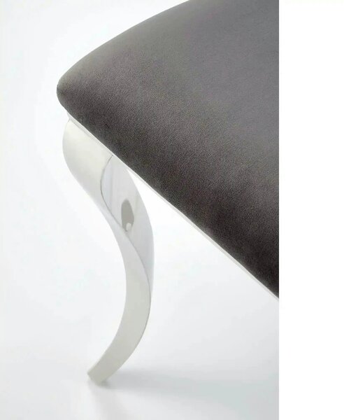 Scaun cromat K555, gri/argintiu, stofa catifelata/metal, 48x52x96 cm