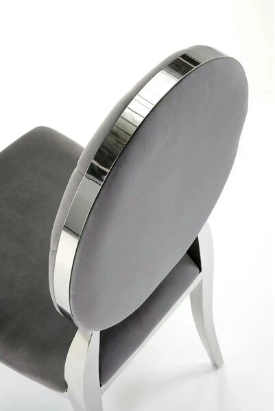 Scaun cromat K555, gri/argintiu, stofa catifelata/metal, 48x52x96 cm