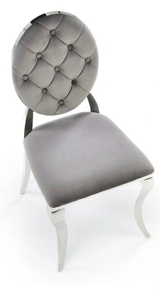 Scaun cromat K555, gri/argintiu, stofa catifelata/metal, 48x52x96 cm