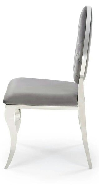 Scaun cromat K555, gri/argintiu, stofa catifelata/metal, 48x52x96 cm