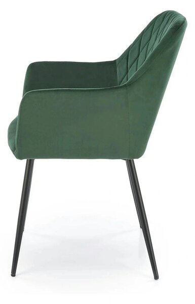 Scaun K558, verde inchis/negru, stofa catifelata/metal, 59x60x86 cm