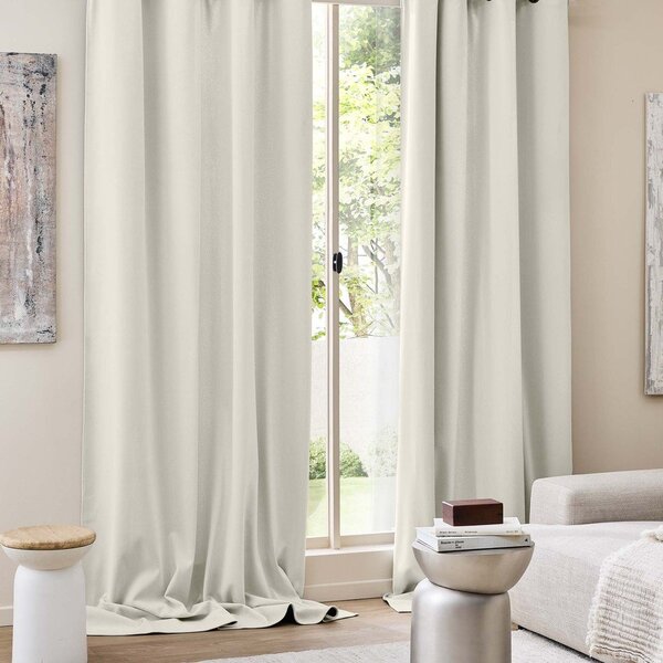 Draperie bej termoizolantă din catifea reiată 140x260 cm Madison – douceur d'intérieur