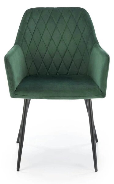Scaun K558, verde inchis/negru, stofa catifelata/metal, 59x60x86 cm