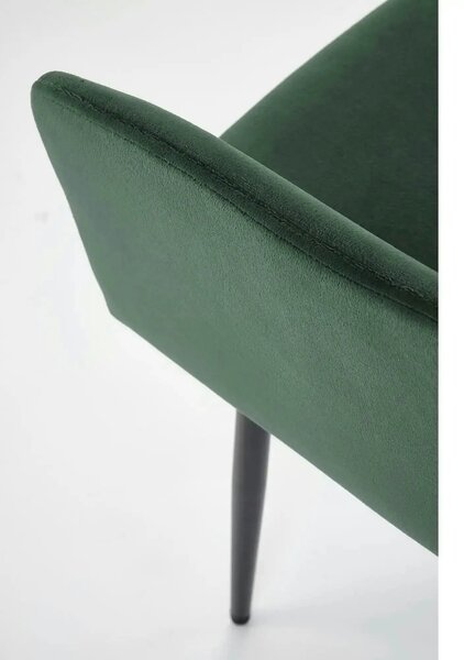 Scaun K558, verde inchis/negru, stofa catifelata/metal, 59x60x86 cm