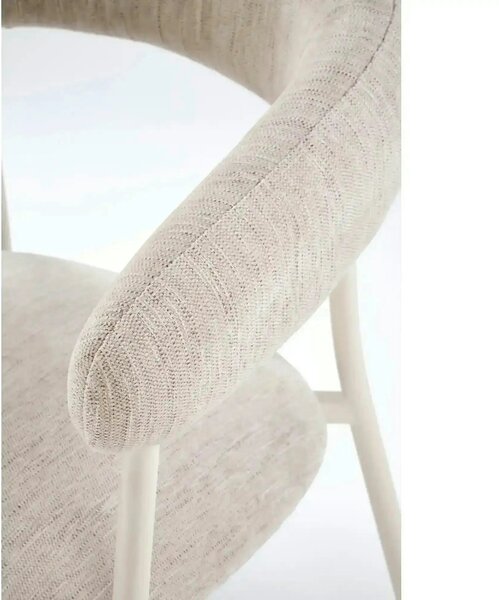 Scaun K557, bej deschis/alb, stofa clasica/metal, 60x54x75 cm