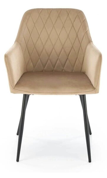 Scaun bej tapitat K558, bej/negru, stofa catifelata/metal, 59x60x86 cm