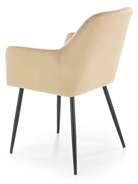 Scaun bej tapitat K558, bej/negru, stofa catifelata/metal, 59x60x86 cm