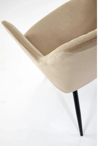 Scaun bej tapitat K558, bej/negru, stofa catifelata/metal, 59x60x86 cm