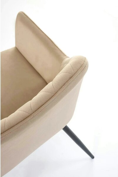 Scaun bej tapitat K558, bej/negru, stofa catifelata/metal, 59x60x86 cm