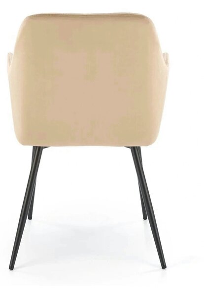 Scaun bej tapitat K558, bej/negru, stofa catifelata/metal, 59x60x86 cm