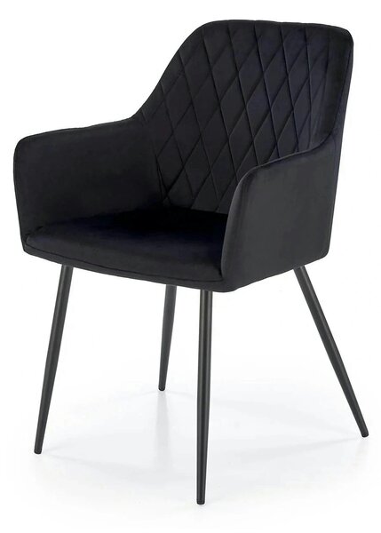 Scaun tapitat negru K558, stofa catifelata/metal, 59x60x86 cm