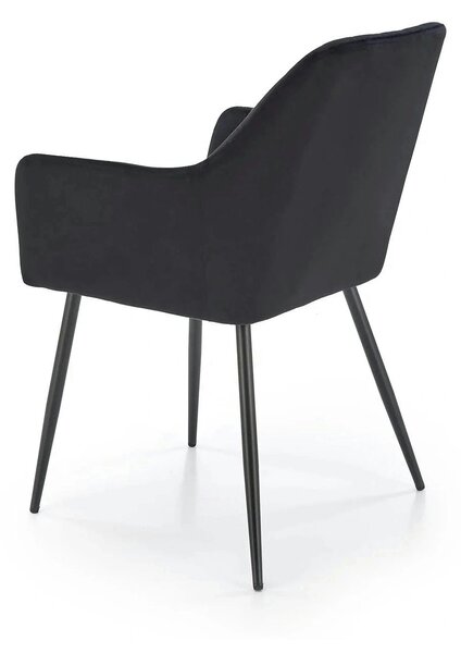Scaun tapitat negru K558, stofa catifelata/metal, 59x60x86 cm