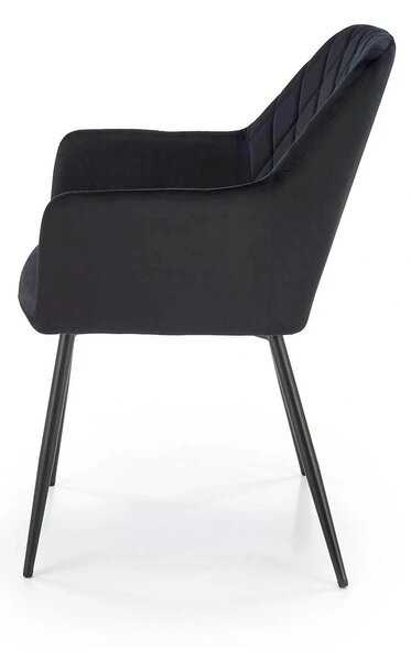 Scaun tapitat negru K558, stofa catifelata/metal, 59x60x86 cm