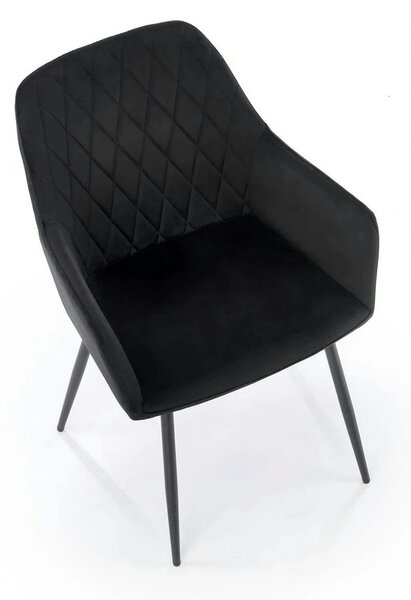Scaun tapitat negru K558, stofa catifelata/metal, 59x60x86 cm