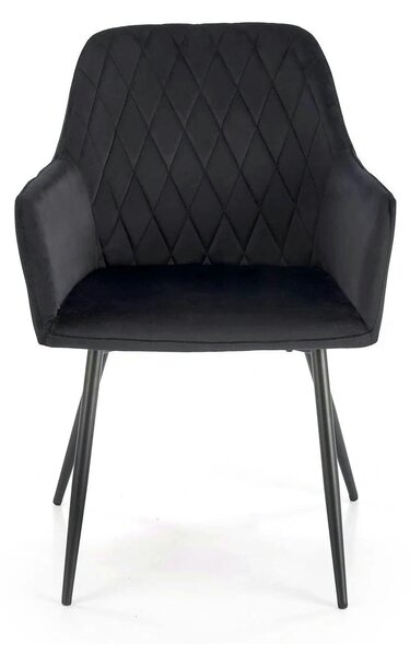 Scaun tapitat negru K558, stofa catifelata/metal, 59x60x86 cm