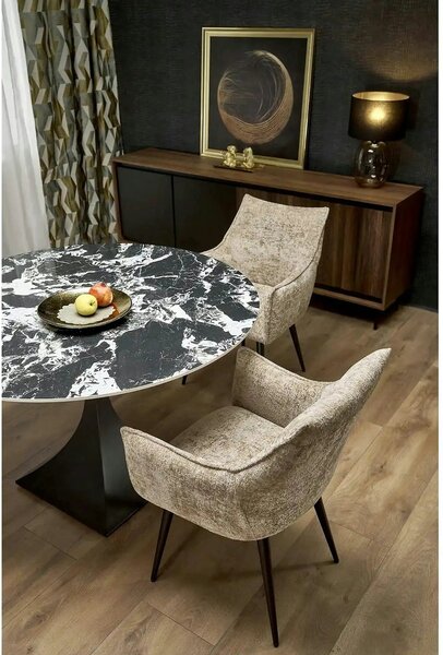 Scaun K559, bej/negru, stofa clasica/metal, 60x59x85 cm