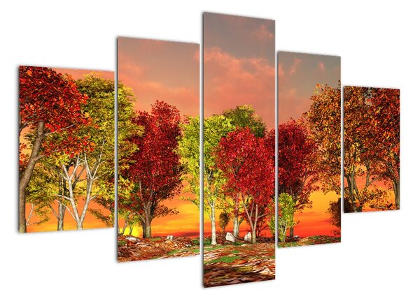 Tablou modern - copaci colora?i (150x105cm)