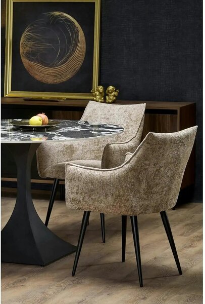 Scaun K559, bej/negru, stofa clasica/metal, 60x59x85 cm