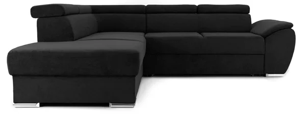 Colțar Extensibil CUBA, cu tetiere reglabile, variante stânga/dreapta 266x232x80 cm, Negru-Enjoy / Stanga