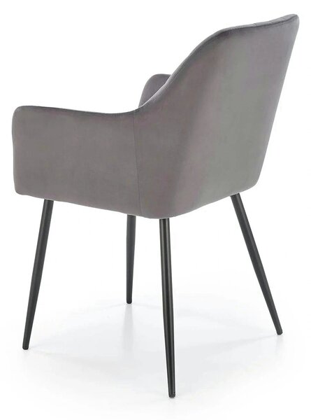 Scaun K558, gri/negru, stofa catifelata/metal, 59x60x86 cm