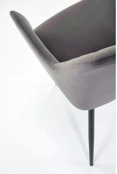 Scaun K558, gri/negru, stofa catifelata/metal, 59x60x86 cm