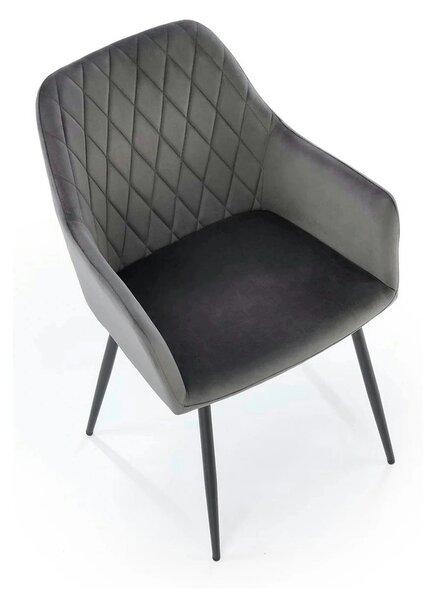 Scaun K558, gri/negru, stofa catifelata/metal, 59x60x86 cm