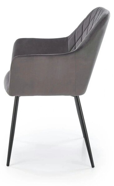 Scaun K558, gri/negru, stofa catifelata/metal, 59x60x86 cm