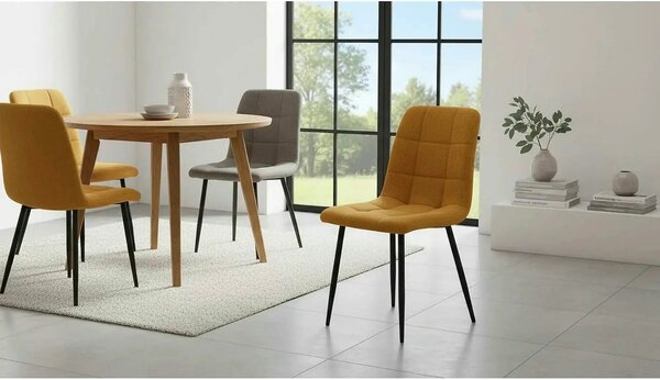 Scaun K560, galben/negru, stofa clasica/metal, 45x53x88 cm