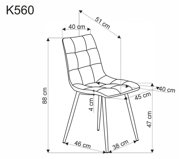 Scaun K560, bej/negru, stofa clasica/metal, 45x53x88 cm