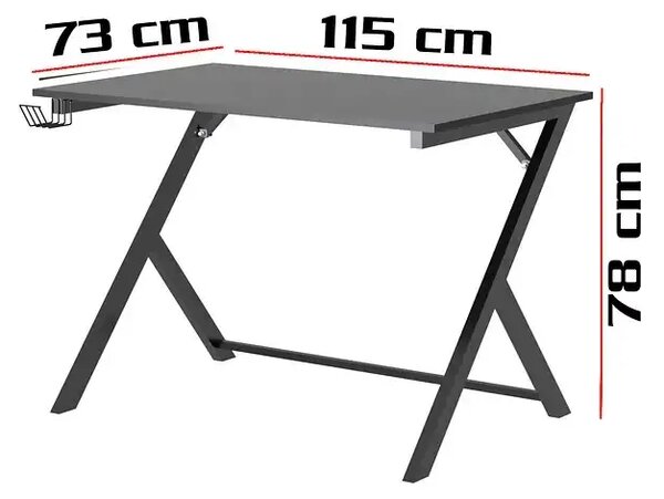 Birou calculator cadru metalic Nadia Homs, negru