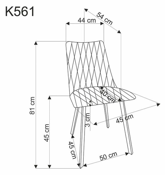 Scaun K561, gri/negru, stofa clasica/metal, 44x58x85 cm