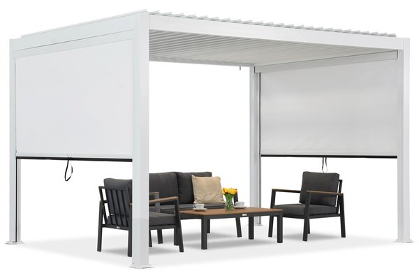 Lagos 3x4 pergola terasă independentă cu 3m laterale obloane rulante Garden Point alb