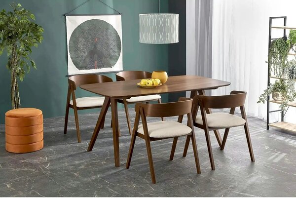 Scaun K562, bej deschis/nuc, stofa/lemn, 55x49x75 cm