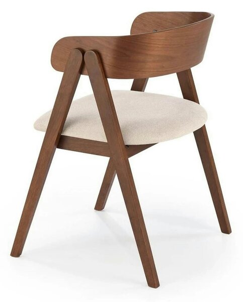Scaun K562, bej deschis/nuc, stofa/lemn, 55x49x75 cm
