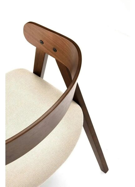 Scaun K562, bej deschis/nuc, stofa/lemn, 55x49x75 cm