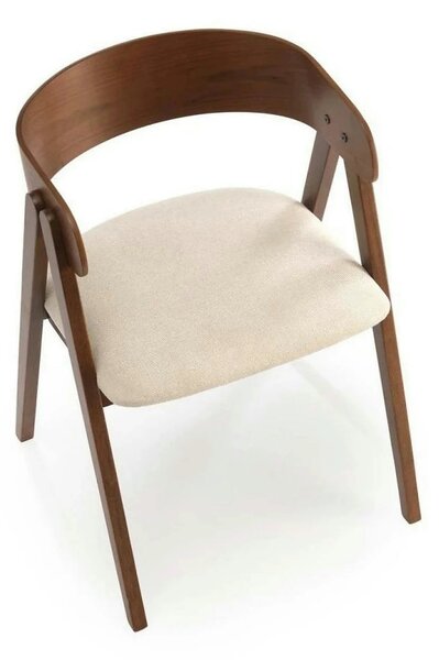 Scaun K562, bej deschis/nuc, stofa/lemn, 55x49x75 cm