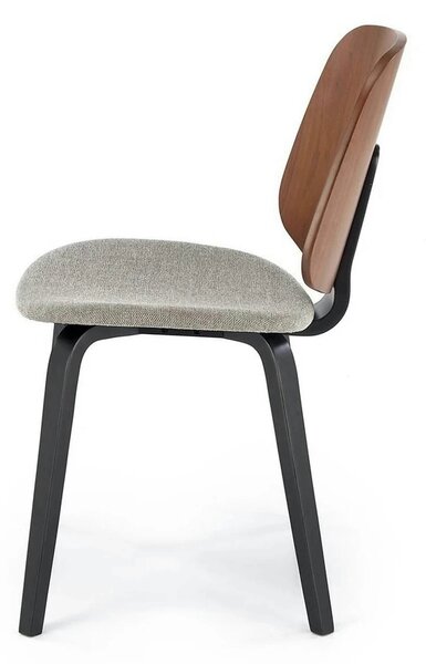 Scaun K563, nuc/gri/negru, lemn/placaj/stofa, 45x54x81 cm