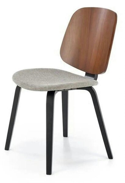 Scaun K563, nuc/gri/negru, lemn/placaj/stofa, 45x54x81 cm