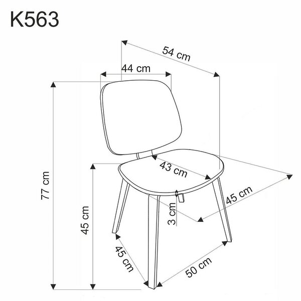Scaun K563, nuc/gri/negru, lemn/placaj/stofa, 45x54x81 cm