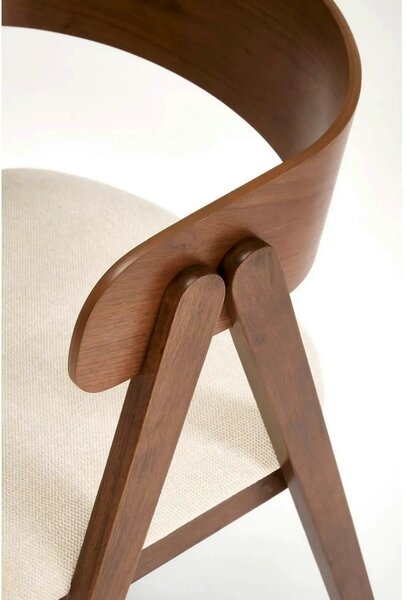 Scaun K562, bej deschis/nuc, stofa/lemn, 55x49x75 cm