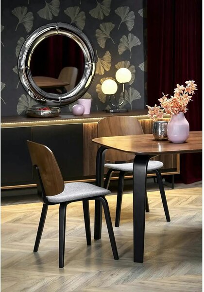 Scaun K563, nuc/gri/negru, lemn/placaj/stofa, 45x54x81 cm