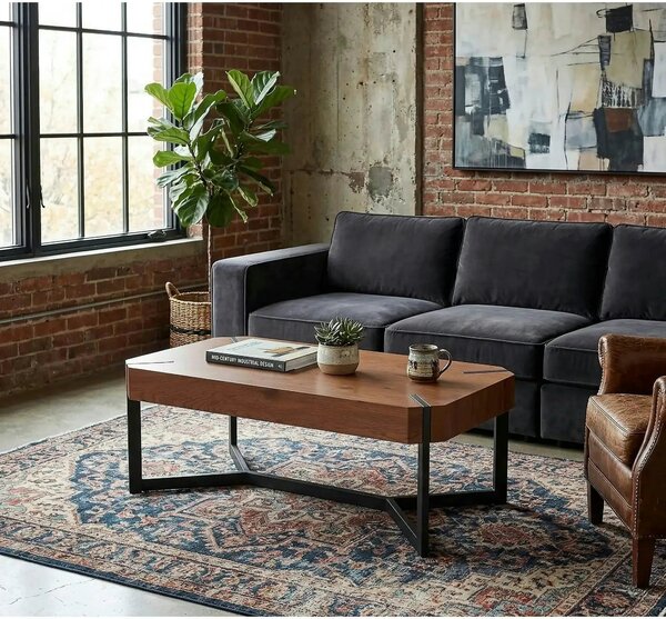 Masuta cafea LAVIDA, nuc/negru, 110x60x43 cm