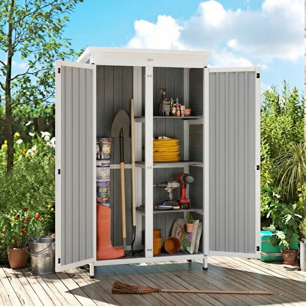 Outsunny Dulap de Exterior pentru Unelte cu 3 Rafturi Detasabile | Aosom Romania