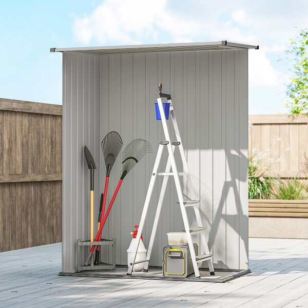 Outsunny Șopron de Grădină 1,07m² din Oțel Galvanizat, Depozit pentru Unelte cu Ușă Blocabilă și Acoperiș Înclinat, 142x86x189 cm, Argintiu | Aosom Romania