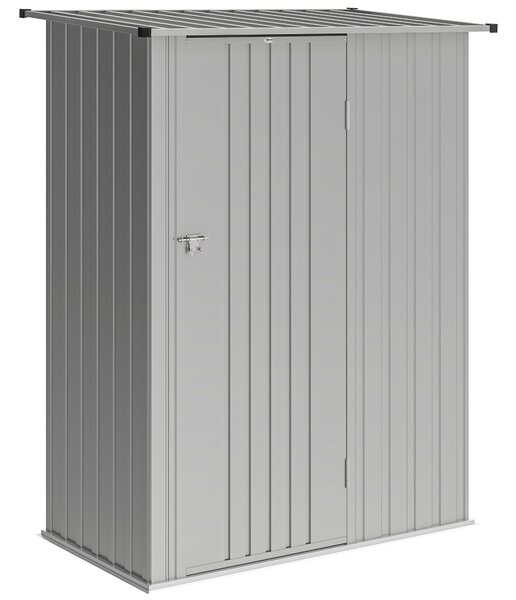 Outsunny Șopron de Grădină 1,07m² din Oțel Galvanizat, Depozit pentru Unelte cu Ușă Blocabilă și Acoperiș Înclinat, 142x86x189 cm, Argintiu | Aosom Romania